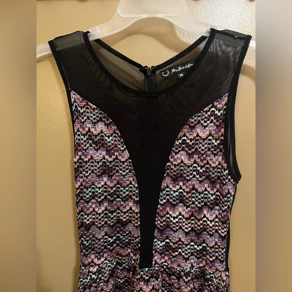For Love & Lemons Lulu Mesh Zig Zag Mini Dress Size Medium - Picture 3 of 11